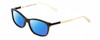 Profile View of Kate Spade CATRINA Designer Polarized Reading Sunglasses with Custom Cut Powered Blue Mirror Lenses in Black White Ladies Cateye Full Rim Acetate 51 mm