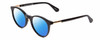 Profile View of Kate Spade DRYSTALEE Designer Polarized Sunglasses with Custom Cut Blue Mirror Lenses in Black Gold Ladies Round Full Rim Acetate 50 mm