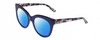 Profile View of Guess by Marciano GM0760 Designer Polarized Reading Sunglasses with Custom Cut Powered Blue Mirror Lenses in Crystal Blue Glitter Marble Ladies Cateye Full Rim Acetate 54 mm