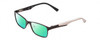 Profile View of Guess GU9173 Designer Polarized Reading Sunglasses with Custom Cut Powered Green Mirror Lenses in Matte Black Gray Unisex Rectangle Full Rim Metal 47 mm
