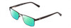 Profile View of Harley Davidson HD0132T Designer Polarized Reading Sunglasses with Custom Cut Powered Green Mirror Lenses in Matte Black Unisex Square Full Rim Metal 49 mm