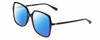 Profile View of Gucci GG0544S Designer Polarized Sunglasses with Custom Cut Blue Mirror Lenses in Gloss Black Ladies Square Full Rim Acetate 57 mm