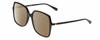 Profile View of Gucci GG0544S Designer Polarized Reading Sunglasses with Custom Cut Powered Amber Brown Lenses in Gloss Black Ladies Square Full Rim Acetate 57 mm
