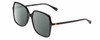 Profile View of Gucci GG0544S Designer Polarized Reading Sunglasses with Custom Cut Powered Smoke Grey Lenses in Gloss Black Ladies Square Full Rim Acetate 57 mm