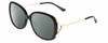 Profile View of Gucci GG0649SK Designer Polarized Sunglasses with Custom Cut Smoke Grey Lenses in Black/Gold Ladies Oval Full Rim Acetate 58 mm