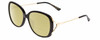 Profile View of Gucci GG0649SK Designer Polarized Reading Sunglasses with Custom Cut Powered Sun Flower Yellow Lenses in Black/Gold Ladies Oval Full Rim Acetate 58 mm