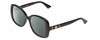 Profile View of Gucci GG0762S Designer Polarized Reading Sunglasses with Custom Cut Powered Smoke Grey Lenses in Black Ladies Oversized Full Rim Acetate 56 mm