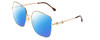 Profile View of Gucci GG0879S Designer Polarized Sunglasses with Custom Cut Blue Mirror Lenses in Gold/Tortoise Havana Ladies Square Full Rim Metal 61 mm