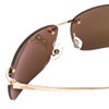 Close Up View of REVO Descend Z Unisex Oval Rimless Sunglasses in Gold/Champagne Gold Yellow 64mm
