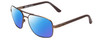 Profile View of REVO Freeman Designer Polarized Sunglasses with Custom Cut Blue Mirror Lenses in Brown Unisex Pilot Full Rim Metal 58 mm