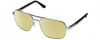 Profile View of REVO Freeman Designer Polarized Reading Sunglasses with Custom Cut Powered Sun Flower Yellow Lenses in Chrome Silver Unisex Aviator Full Rim Metal 58 mm