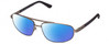Profile View of REVO Nash Designer Polarized Reading Sunglasses with Custom Cut Powered Blue Mirror Lenses in Gunmetal Silver Unisex Oval Full Rim Metal 61 mm