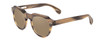 Profile View of Ernest Hemingway H4816 Designer Polarized Sunglasses with Custom Cut Amber Brown Lenses in Olive Green Brown Striped Marble Unisex Round Full Rim Acetate 48 mm