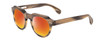 Profile View of Ernest Hemingway H4816 Designer Polarized Sunglasses with Custom Cut Red Mirror Lenses in Olive Green Brown Striped Marble Unisex Round Full Rim Acetate 48 mm