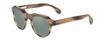 Profile View of Ernest Hemingway H4816 Designer Polarized Reading Sunglasses with Custom Cut Powered Smoke Grey Lenses in Olive Green Brown Striped Marble Unisex Round Full Rim Acetate 48 mm