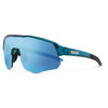 Profile View of Suncloud Cadence Pit Viper Style Semi-Rimless Sport Shield Sunglasses in Matte Crystal Marine with Polar Aqua Mirror