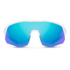 Front View of Suncloud Cadence Pit Viper Style Semi-Rimless Sport Shield Sunglasses in White with Polar Blue Mirror