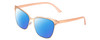 Profile View of Lucky Brand Doheny Designer Polarized Sunglasses with Custom Cut Blue Mirror Lenses in Gold Matte Pink Blush Ladies Cat Eye Full Rim Metal 57 mm