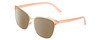 Profile View of Lucky Brand Doheny Designer Polarized Reading Sunglasses with Custom Cut Powered Amber Brown Lenses in Gold Matte Pink Blush Ladies Cat Eye Full Rim Metal 57 mm