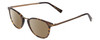 Profile View of John Varvatos V372 Designer Polarized Sunglasses with Custom Cut Amber Brown Lenses in Tortoise Havana Brown Gold Unisex Oval Full Rim Acetate 48 mm