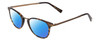 Profile View of John Varvatos V372 Designer Polarized Sunglasses with Custom Cut Blue Mirror Lenses in Tortoise Havana Brown Gold Unisex Oval Full Rim Acetate 48 mm