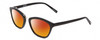 Profile View of Jones New York J766 Designer Polarized Sunglasses with Custom Cut Red Mirror Lenses in Gloss Black Ladies Cat Eye Full Rim Acetate 52 mm