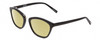 Profile View of Jones New York J766 Designer Polarized Reading Sunglasses with Custom Cut Powered Sun Flower Yellow Lenses in Gloss Black Ladies Cat Eye Full Rim Acetate 52 mm