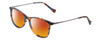 Profile View of Lucky Brand D510 Designer Polarized Sunglasses with Custom Cut Red Mirror Lenses in Blue Brown Stripe Horn Unisex Cat Eye Full Rim Acetate 52 mm