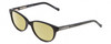 Profile View of Lucky Brand D701 Designer Polarized Reading Sunglasses with Custom Cut Powered Sun Flower Yellow Lenses in Gloss Black Ladies Oval Full Rim Acetate 49 mm