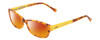 Profile View of Lucky Brand Porter Designer Polarized Sunglasses with Custom Cut Red Mirror Lenses in Blonde Tokyo Tortoise Havana Yellow Unisex Oval Full Rim Acetate 53 mm