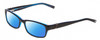 Profile View of Jones New York J225 Designer Polarized Sunglasses with Custom Cut Blue Mirror Lenses in Black Blue Layer Crystal Ladies Square Full Rim Acetate 49 mm