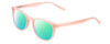 Profile View of Prive Revaux Show Off Single Designer Polarized Reading Sunglasses with Custom Cut Powered Green Mirror Lenses in Crystal Amethyst Pink Ladies Round Full Rim Acetate 48 mm