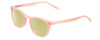 Profile View of Prive Revaux Show Off Single Designer Polarized Reading Sunglasses with Custom Cut Powered Sun Flower Yellow Lenses in Crystal Amethyst Pink Ladies Round Full Rim Acetate 48 mm