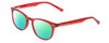 Profile View of Prive Revaux Show Off Single Designer Polarized Reading Sunglasses with Custom Cut Powered Green Mirror Lenses in Red Crystal Ladies Round Full Rim Acetate 48 mm