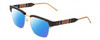 Profile View of GUCCI GG0605O Designer Polarized Reading Sunglasses with Custom Cut Powered Blue Mirror Lenses in Tortoise Havana Brown Gold Navy Blue Unisex Cat Eye Semi-Rimless Acetate 52 mm
