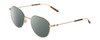 Profile View of GUCCI GG0684O Designer Polarized Sunglasses with Custom Cut Smoke Grey Lenses in Gold Brown Tortoise Havana Ivory Ladies Round Full Rim Metal 51 mm