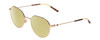 Profile View of GUCCI GG0684O Designer Polarized Reading Sunglasses with Custom Cut Powered Sun Flower Yellow Lenses in Gold Brown Tortoise Havana Ivory Ladies Round Full Rim Metal 51 mm