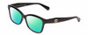 Profile View of GUCCI GG0798O Designer Polarized Reading Sunglasses with Custom Cut Powered Green Mirror Lenses in Gloss Black Gold Ladies Cat Eye Full Rim Acetate 55 mm