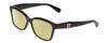 Profile View of GUCCI GG0798O Designer Polarized Reading Sunglasses with Custom Cut Powered Sun Flower Yellow Lenses in Gloss Black Gold Ladies Cat Eye Full Rim Acetate 55 mm