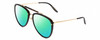 Profile View of GUCCI GG0672S Designer Polarized Reading Sunglasses with Custom Cut Powered Green Mirror Lenses in Black Gold Tortoise Havana Unisex Pilot Full Rim Acetate 58 mm
