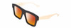 Profile View of GUCCI GG0962S Designer Polarized Sunglasses with Custom Cut Red Mirror Lenses in Black Ivory White Unisex Square Full Rim Acetate 55 mm