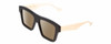 Profile View of GUCCI GG0962S Designer Polarized Reading Sunglasses with Custom Cut Powered Amber Brown Lenses in Black Ivory White Unisex Square Full Rim Acetate 55 mm