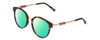 Profile View of Chopard VCH239 Designer Polarized Reading Sunglasses with Custom Cut Powered Green Mirror Lenses in Brown Tortoise Havana/Rose Gold Unisex Round Full Rim Acetate 50 mm