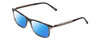 Profile View of Chopard VCH249 Designer Polarized Reading Sunglasses with Custom Cut Powered Blue Mirror Lenses in Gloss Black/Grey Crystal/Silver Unisex Panthos Full Rim Wood 55 mm