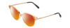 Profile View of Chopard VCHC51S Designer Polarized Sunglasses with Custom Cut Red Mirror Lenses in Rose 23KT Gold Plated/Grey Crystal Sparkles Ladies Cat Eye Full Rim Metal 53 mm