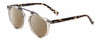 Profile View of John Varvatos V602 Designer Polarized Sunglasses with Custom Cut Amber Brown Lenses in Grey Crystal /Gunmetal/Tortoise Unisex Round Full Rim Acetate 52 mm