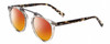 Profile View of John Varvatos V602 Designer Polarized Sunglasses with Custom Cut Red Mirror Lenses in Grey Crystal /Gunmetal/Tortoise Unisex Round Full Rim Acetate 52 mm