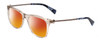 Profile View of John Varvatos V418 Designer Polarized Sunglasses with Custom Cut Red Mirror Lenses in Smoke Crystal/Silver/Blue Tortoise Ladies Panthos Full Rim Acetate 52 mm