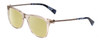 Profile View of John Varvatos V418 Designer Polarized Reading Sunglasses with Custom Cut Powered Sun Flower Yellow Lenses in Smoke Crystal/Silver/Blue Tortoise Ladies Panthos Full Rim Acetate 52 mm