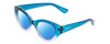Profile View of Lucky Brand SLBD116 Designer Polarized Sunglasses with Custom Cut Blue Mirror Lenses in Cyan Blue Crystal Gradient Ladies Cat Eye Full Rim Acetate 50 mm